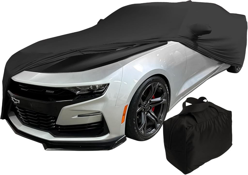 Camaro Indoor Car Cover - Ultraguard Stretch Satin Dust Cover The Ultimate Custom Fit for 2010-2026 Chevrolet Camaro SS, RS, ZL1, Z/28, LS, 1LT, 2LT, 3LT, LT1 (Black)
