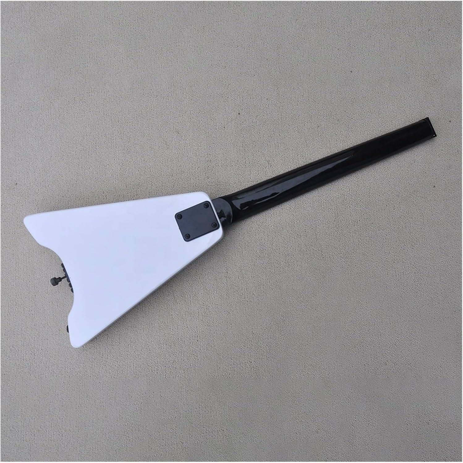 VENEKA Headless Electric Guitar White Headless Electric Guitar with Black Pickguard Rosewood Fretboard 24 Frets