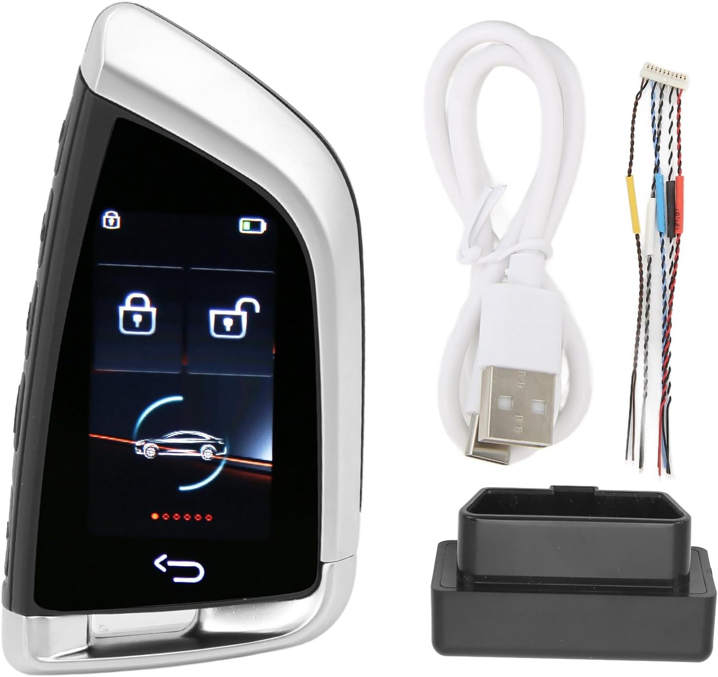 Remote Car Key with LCD Screen 5 0 Keyless Entry Auto Lock Lost Key Fob for One Click Start Vehicles Standby Time Personalized Design Zinc Alloy Frame (Silver)