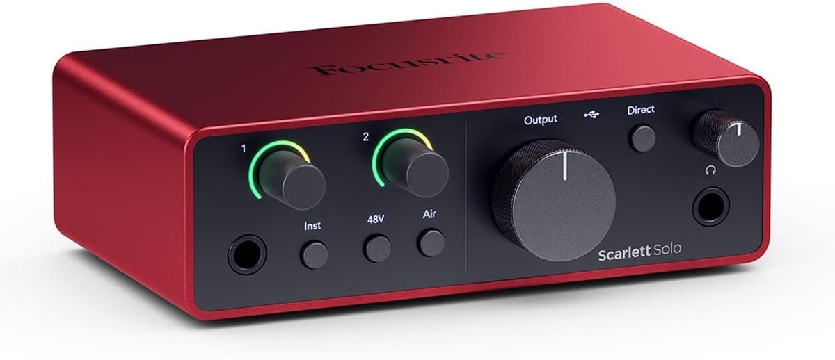 Focusrite Scarlett Solo Studio 4th Gen Recording Bundle, Red (Renewed)