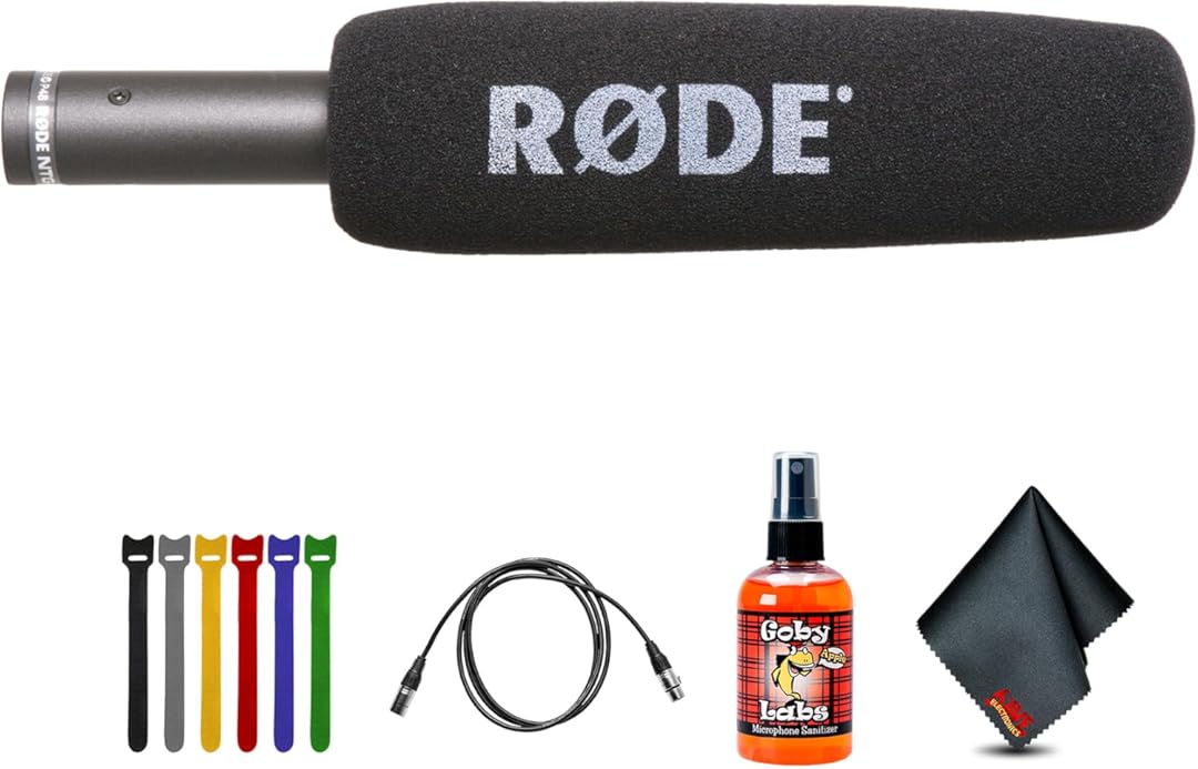 Rode NTG1 Microphone | Lightweight Condenser Mic with Supercardioid Pickup | Ideal for Film, ENG, Broadcast & Location Recording (NTG1) + XLR Cable + Cable Ties + Cleaning Cloth + Microphone Cleaner