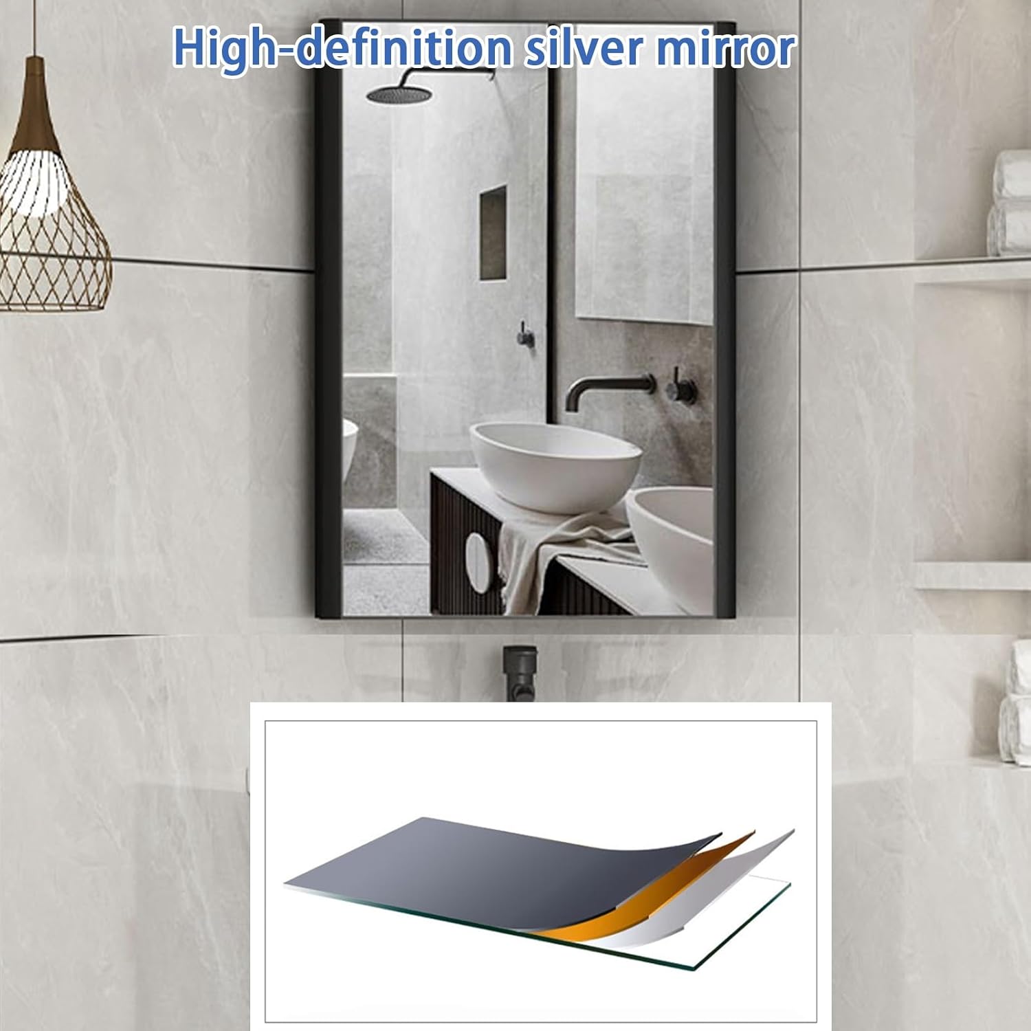 Corner Bathroom Sink Cabinets, Corner Wall Mount Bathroom Sink, Mount Bathroom Sink, Bathroom Storage Cabinet with Mirror Cabinet and Ceramic Sink, for Kitchen Bathroom Lavatory(White,47cm/18.5