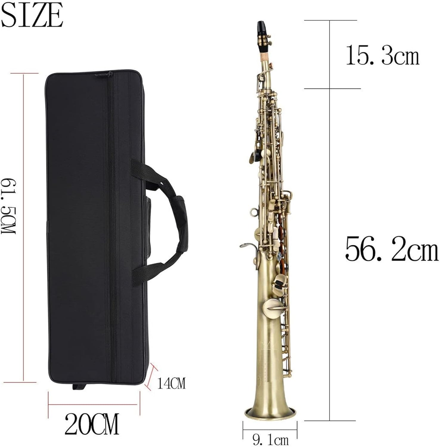 Saxophone Straight Saxophone Abalone Shell Key Woodwind Instrument with Box