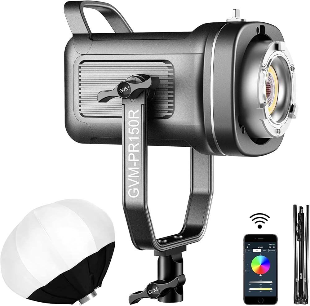 GVM 150W LED Video Light 2700K~7500K RGB Video Light Photography Studio Light Kit with Lantern Softbox & Stand, CRI97+TLCI97 with 8 Lighting Effects+Custom Effects for Outdoor Shoot YouTube Videos