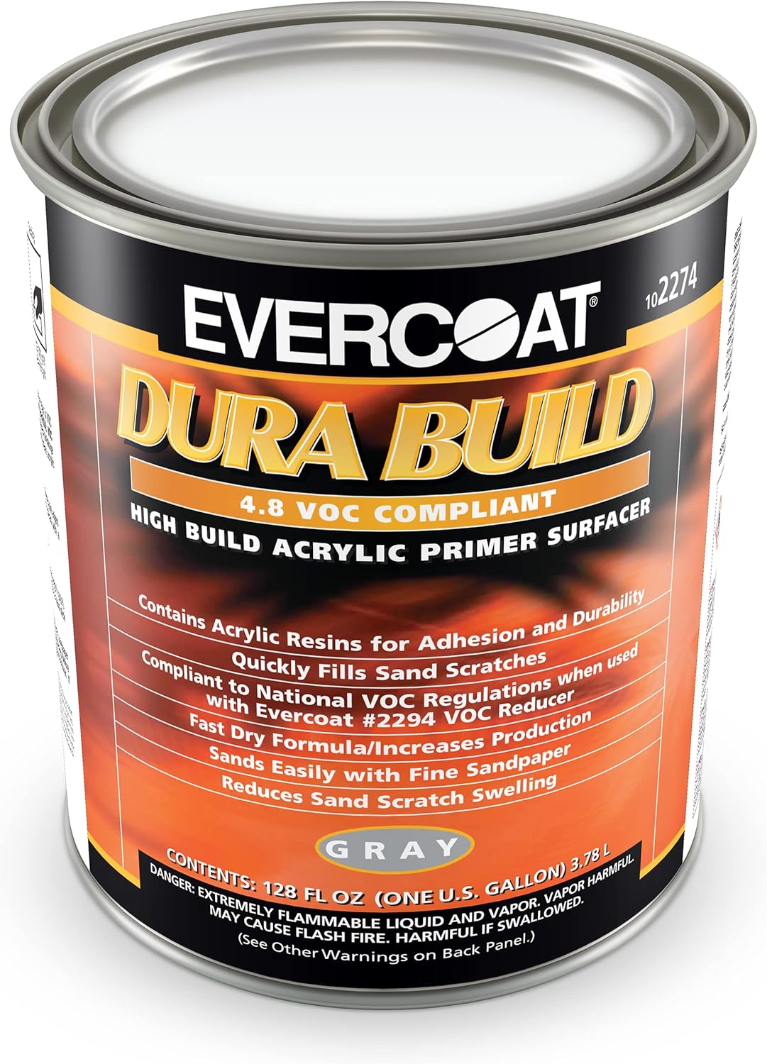 Evercoat Dura Build Acrylic Primer Surfacer for Body Filler, Putty, Fiberglass and More - 128 Fl Oz