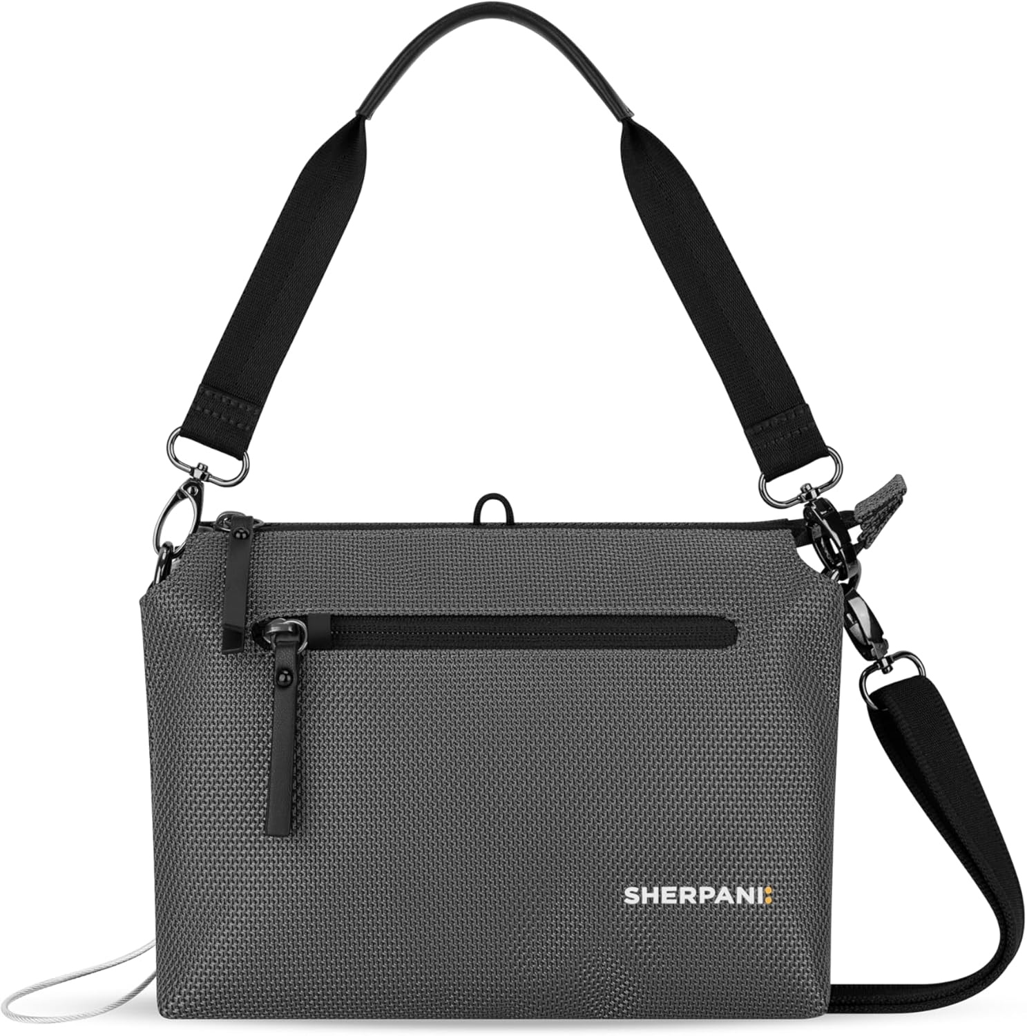 Sherpani Mei, Small Anti Theft Crossbody Purse, Lightweight Cross Body Bag, Handbags, Fashion Trio Bag for Women with Metal Hardware, Travel Gift for Women (Granite)