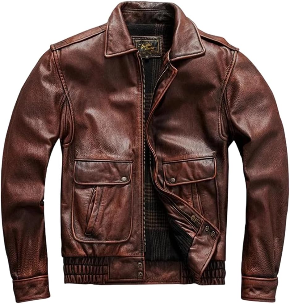 Red Brown Winter Leather Jacket Men Vintage Style Plus Size Cotton Lining Genuine Natural Thick Cowhide Flight Leather Coat