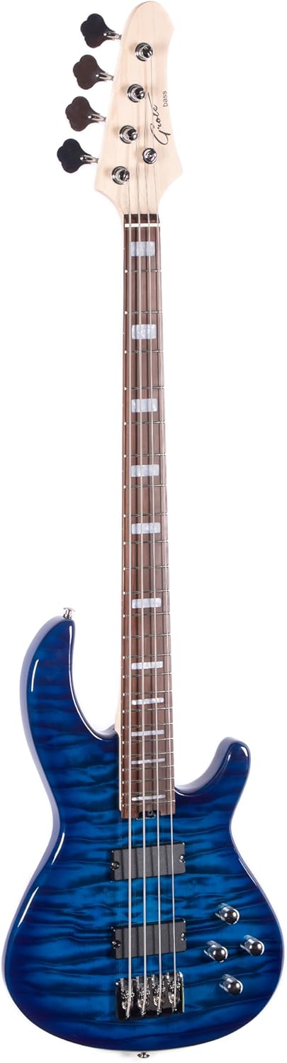 Grote GTBS-01 Electric Bass Guitar 4 String Maple Headstock Maple Neck Poplar Body (Blue)