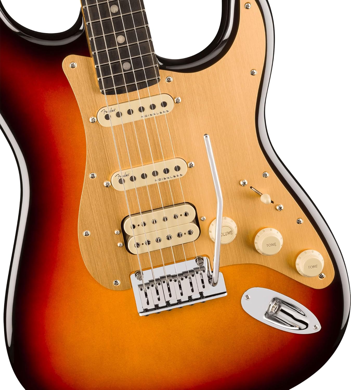 Fender American Ultra II Stratocaster HSS - Ultraburst Bundle with Case, Strap, Cable, Hat, and Guitar Cleaning Kit