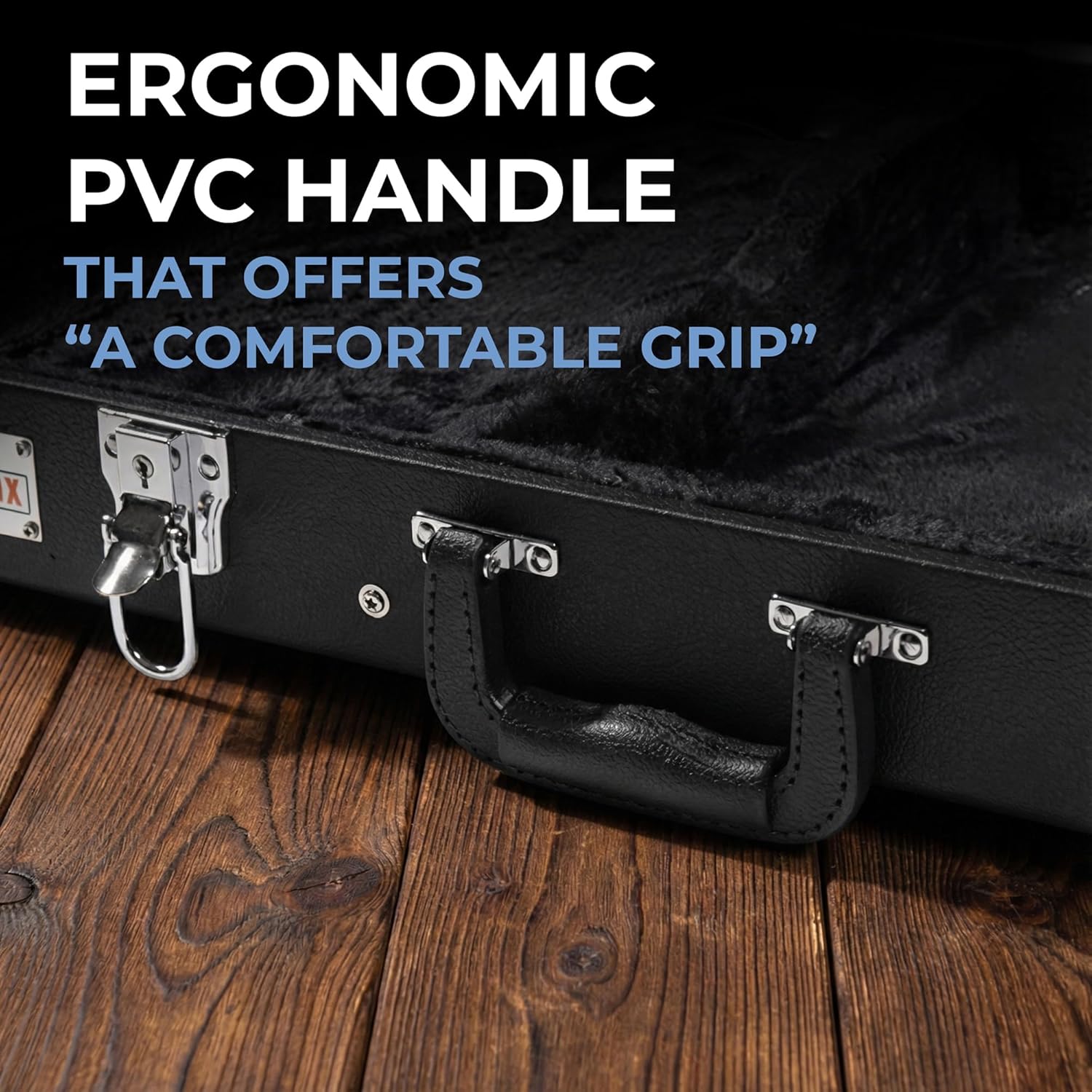 Gearlux Electric Guitar Hard Case for Fender Stratocaster/Telecaster and Standard-Size Guitars with Exterior Lock and Key, Interior Accessory Compartment, and Plush Interior Padding - Black