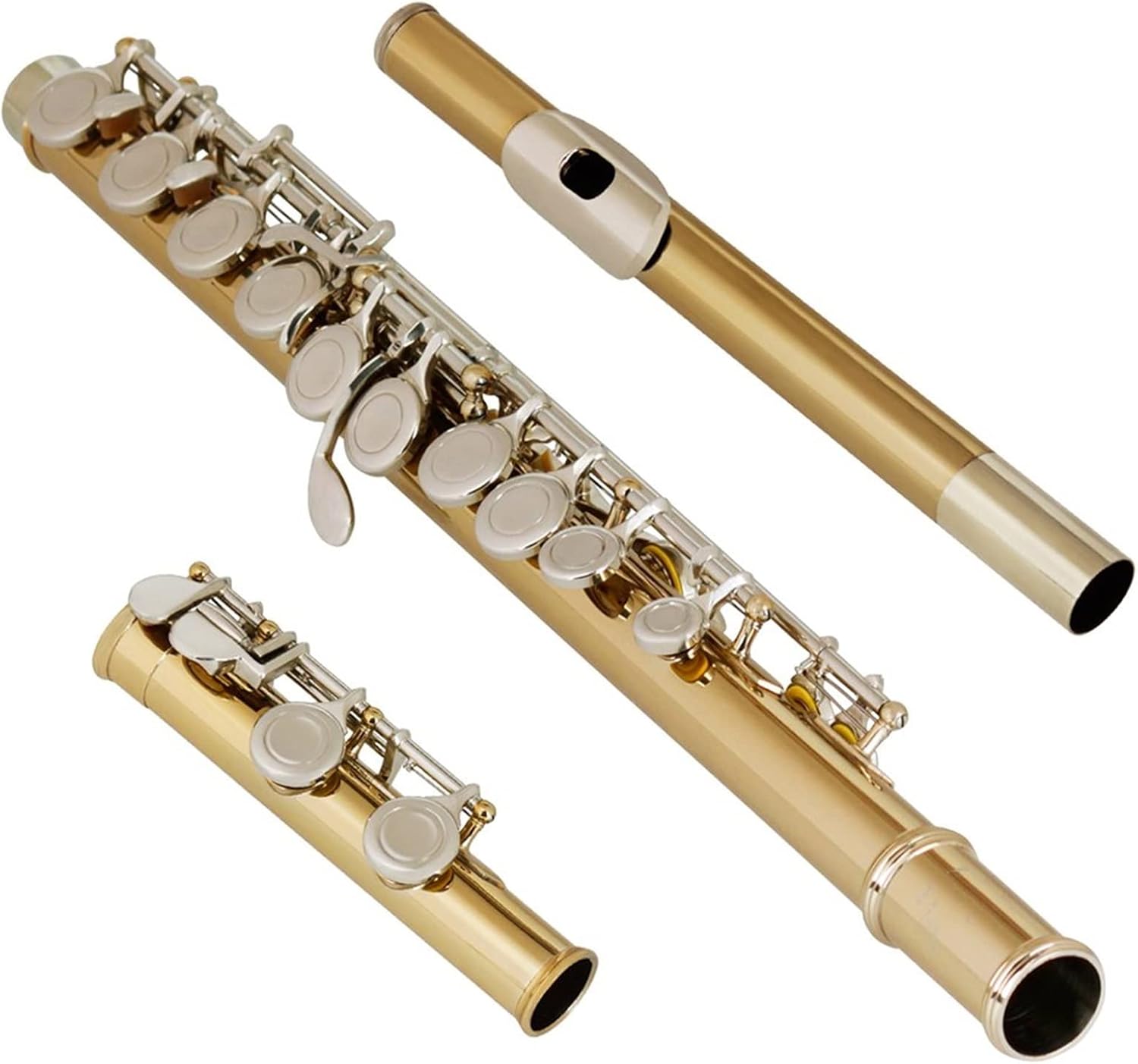 Flutes 16 Closed Holes C Key Golden Silver Flute with Box Gloves Woodwind Musical Instrument
