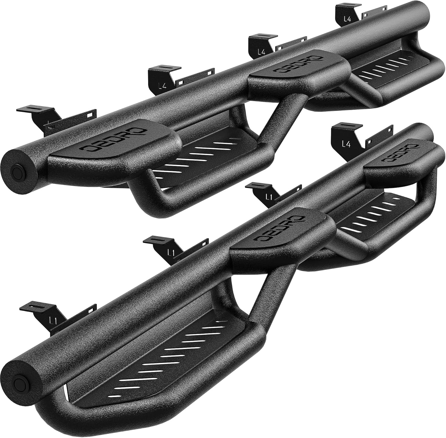 OEDRO Wheel to Wheel Running Boards Compatible with 2020-2026 Jeep Gladiator JT 4 Doors, Bed Access Truck Side Steps, Two-Stairs Steel Nerf Bars Rails, Black