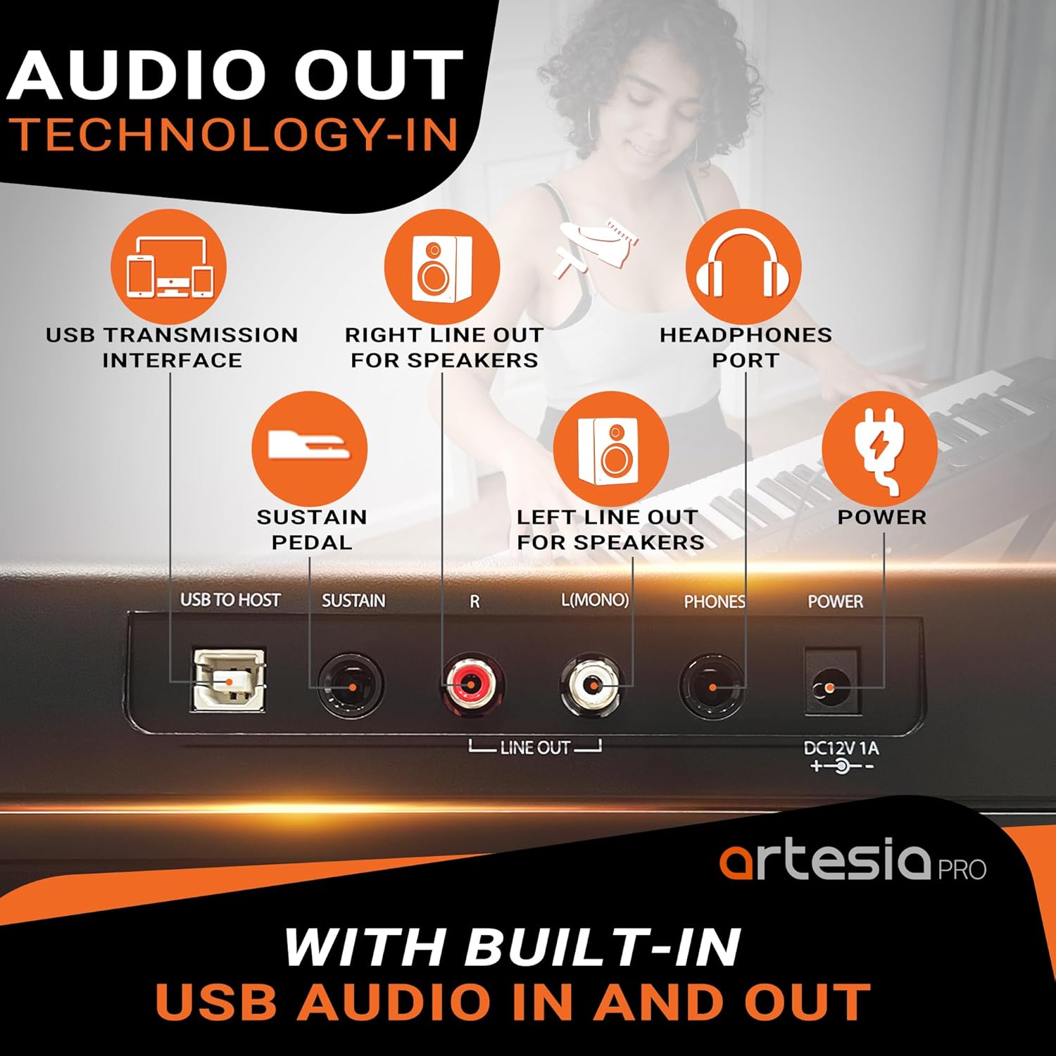 Artesia 61-Key Portable Digital Piano Keyboard with Full-Size Semi-Weighted Keys, Beginners Bundle with Sustain Pedal, Music Rack and Free Melodics Piano Lessons