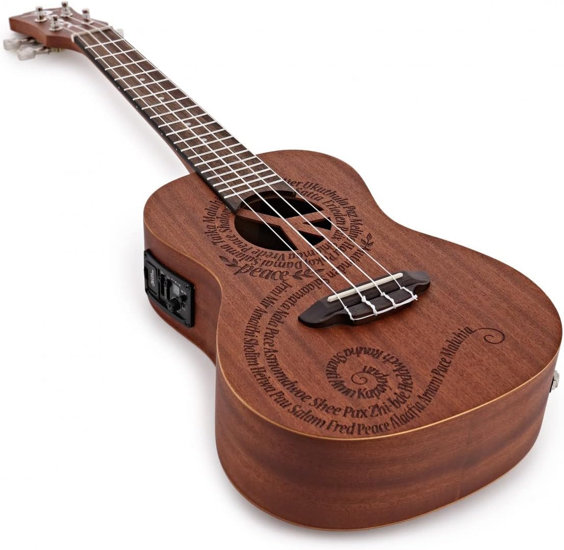 Luna Maluhia Peace Concert Ukulele with Gig Bag, Satin Natural