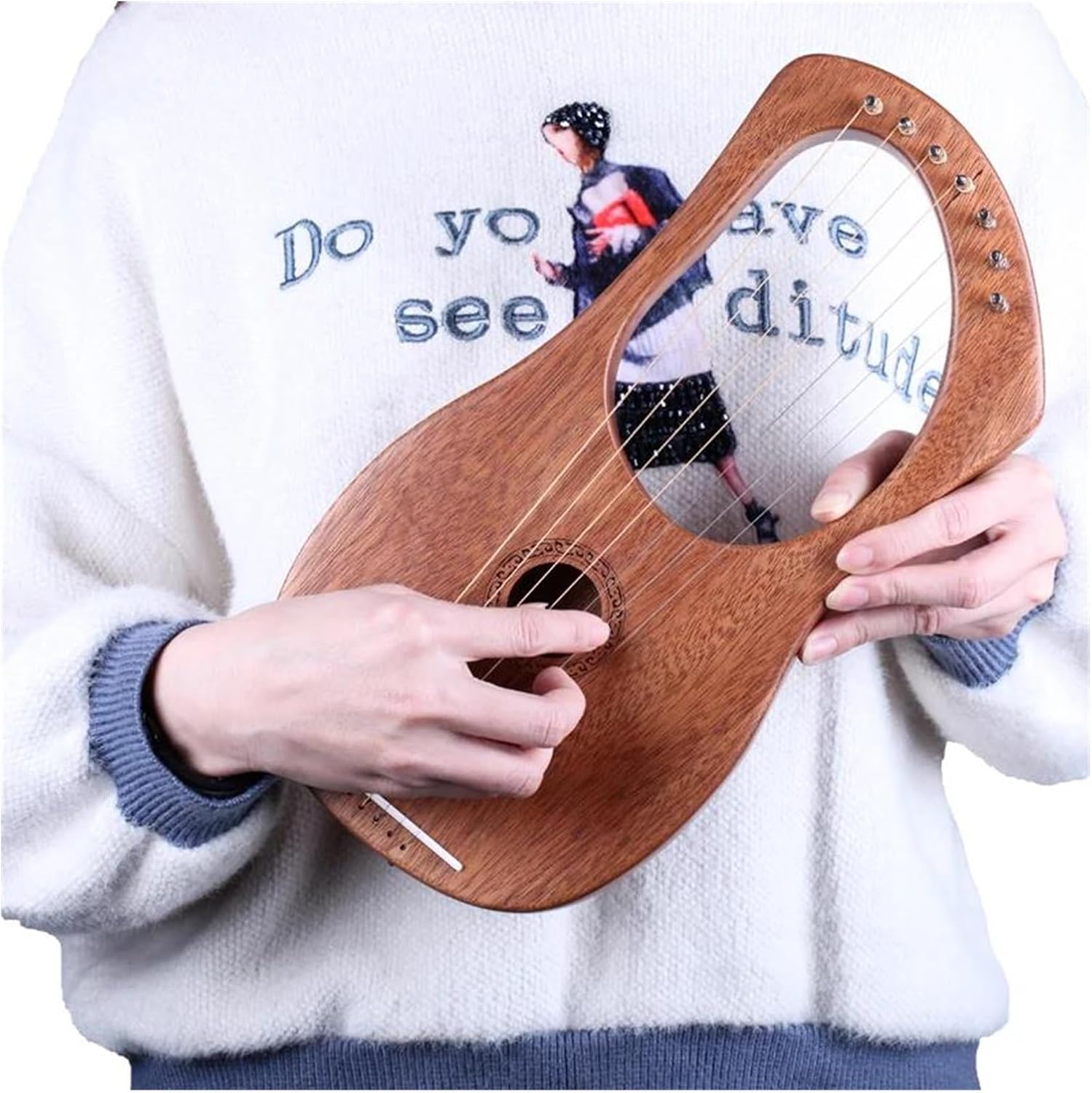 Lyre Harp Set 7-string Wooden Harp Mahogany Solid Wood Renaissance Easy To Learn And Easy To Carry