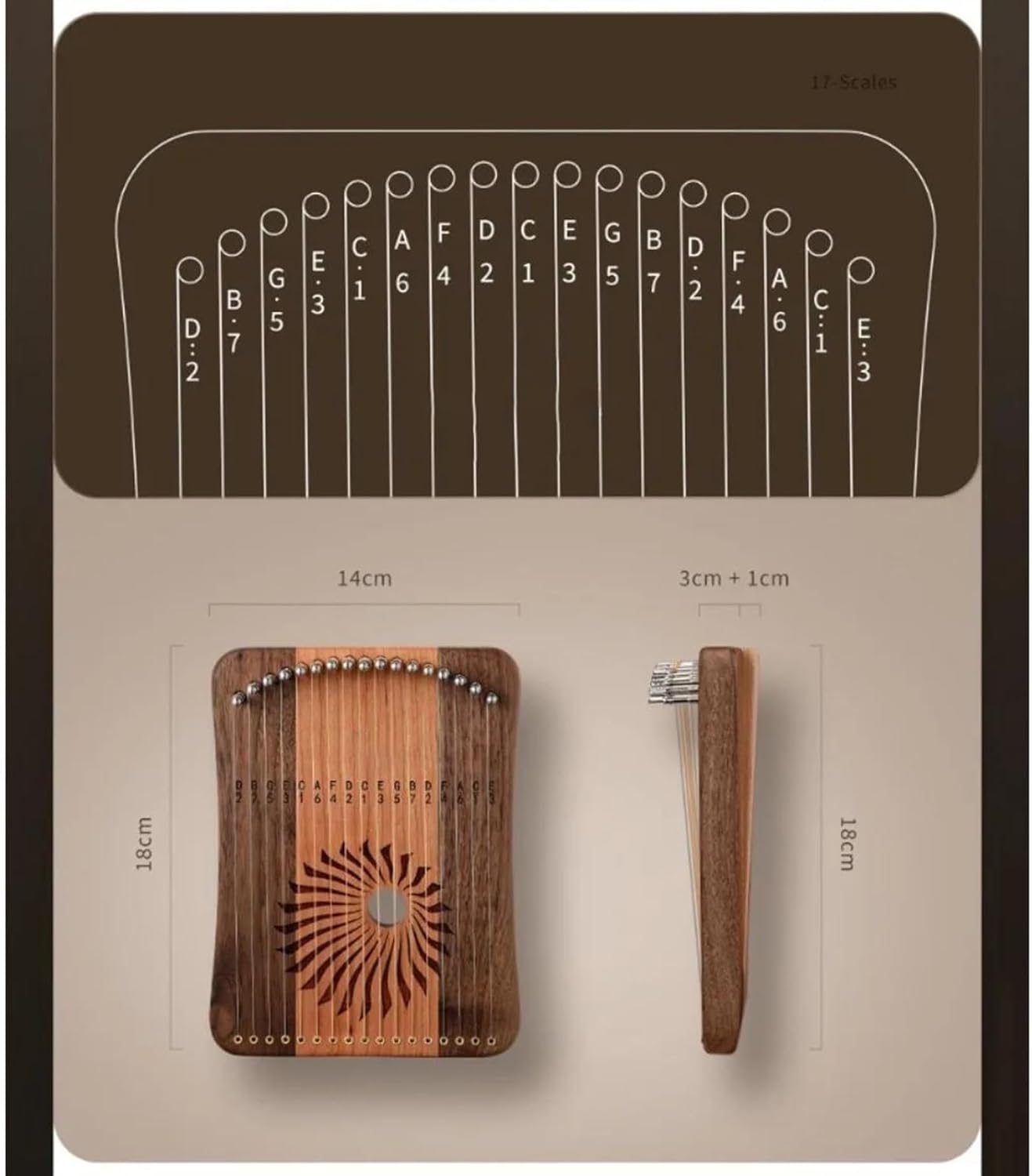 Lyre Harp Set Fingerplay Lyre Harp 17 31 String Portable Small Finger Harp Beginner Harps Professional Musical Instruments(31 B)