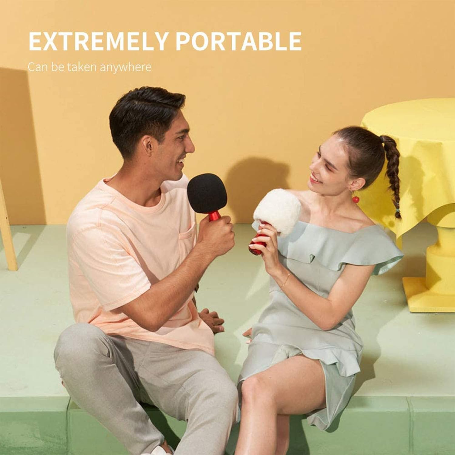 CALF Karaoke Speaker Microphone Wireless Bluetooth TWS Microphones&Speaker 2 in1 Portable Mini Adults Handheld Mic Singing Home KTV Party Indoor Electronic Gifts for All iOS Android PC G2 Red(Black)