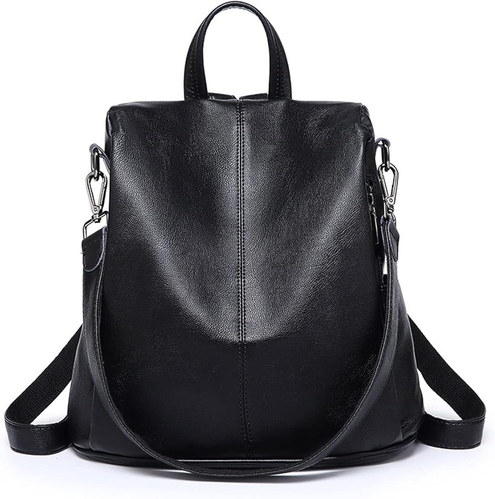 Backpack Purse for Women Leather Anti-Theft Travel Backpack Fashion College Shoulder Handbag for Various Ages (Color : Black, Size : 30 * 14 * 30CM)