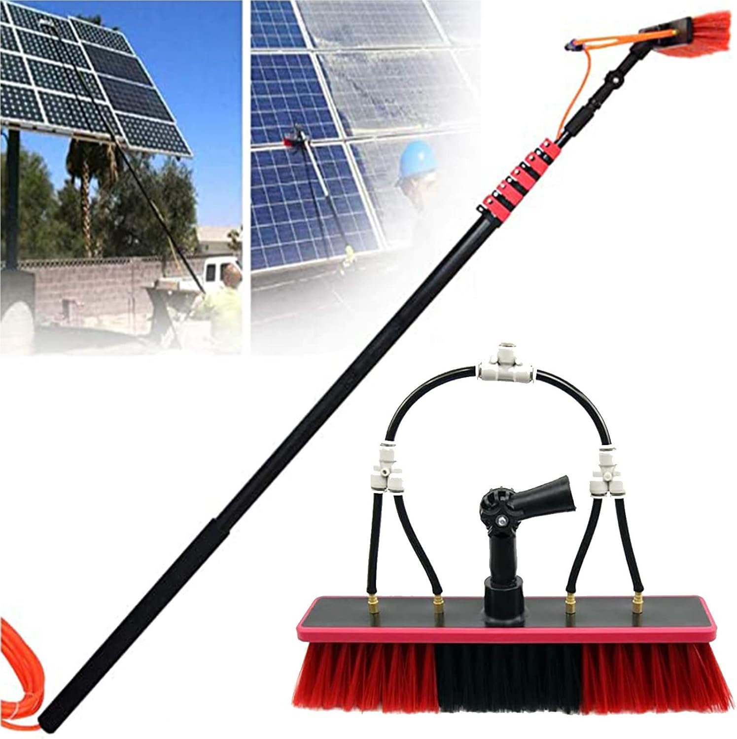 Cleaning Photovoltaic and Solar Panels,Window Cleaning Brush Equipment,Washing Set Equipment Extension Pole Cleaning for Trucks Windows/6M Rod/35cm Brush Head,35cmbrushhead-10.8M/36FT