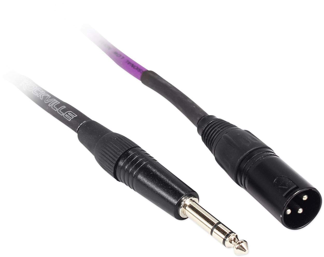 Rockville RCXMB20-P 20ft REAN XLR Male to 1/4 in TRS Balanced Audio Cables, Purple Color, Nickel Plated Connectors, OFC Conductors, 8-Piece