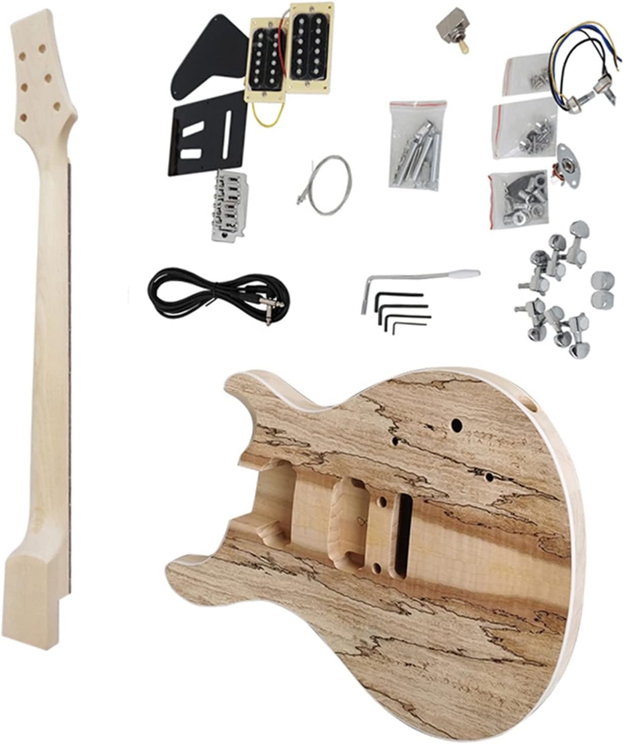 DIY Electric Guitar Kit 38 Inches Unfinished DIY Electric Guitar Kits Basswood Body Hard Maple Neck with All Hardwares (Color : 02)