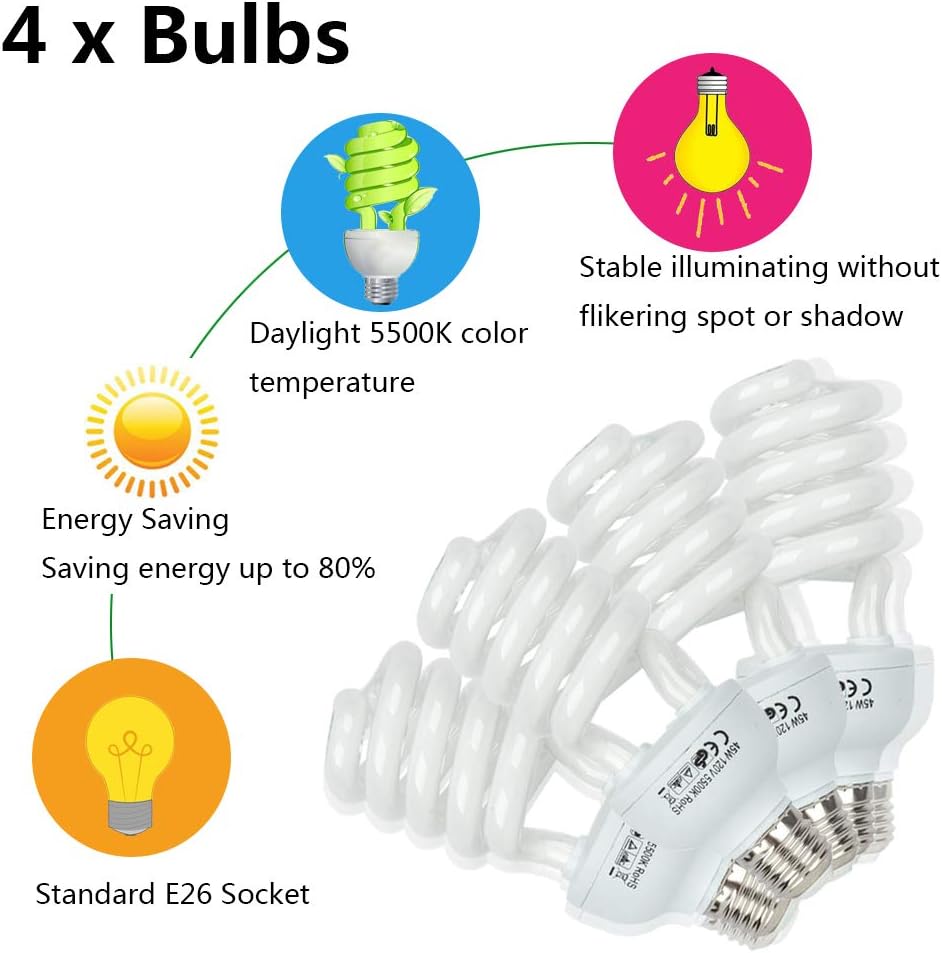 800W 5500K Umbrellas Softbox Continuous Lighting Kit with Backdrop Support System for Photo Studio Product, Portrait and Video Shoot Photography