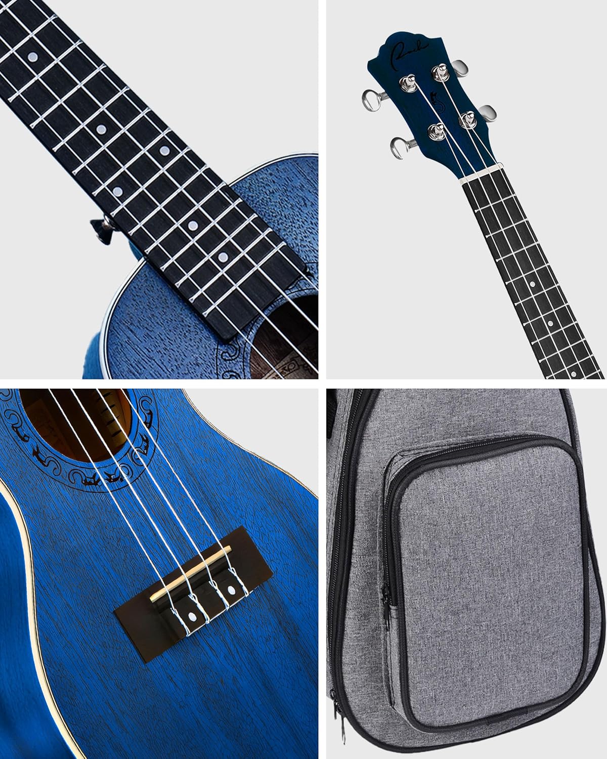 Tenor Ukulele Ranch 26 inch Professional Wooden ukelele Instrument with Online 12 Lessons and Gig Bag - Small Hawaiian Guitar - Starry Blue