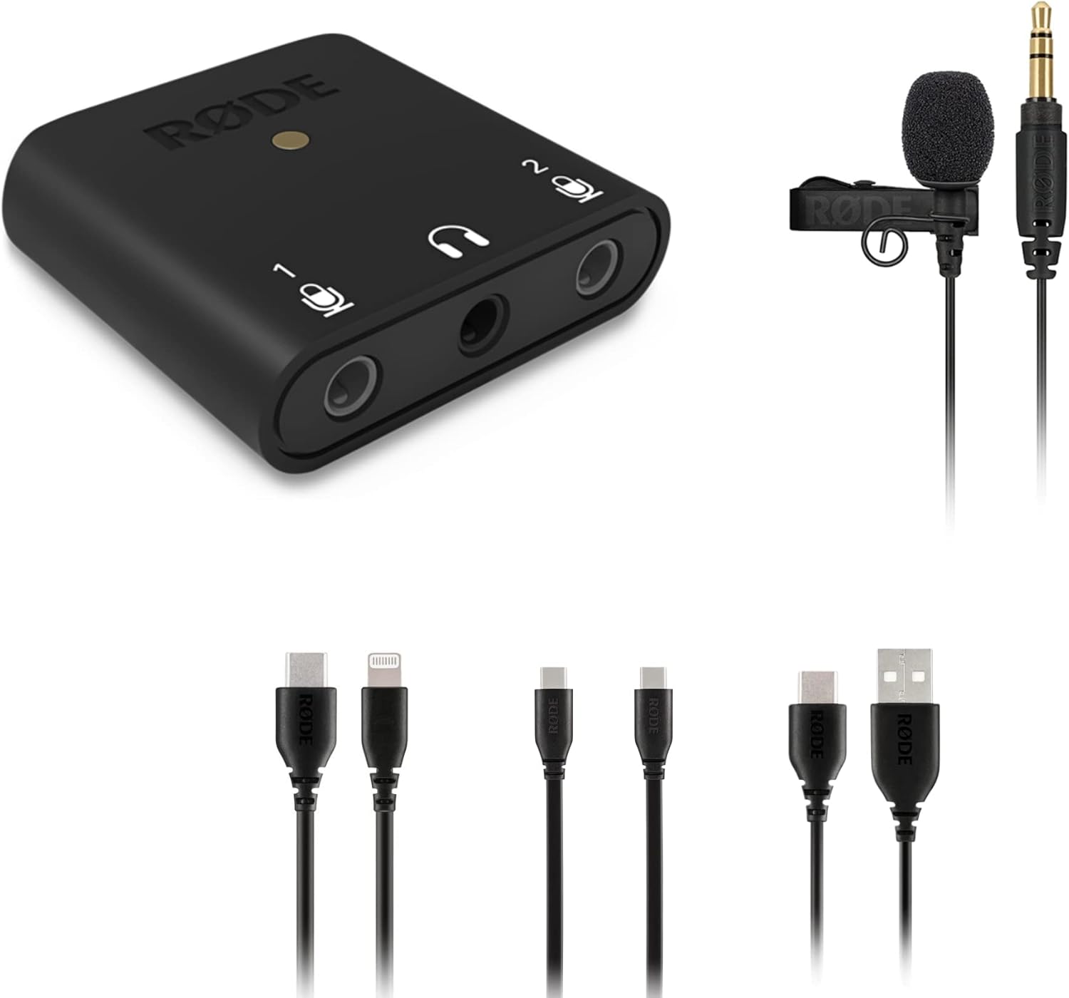Rode AI-Micro Compact Audio Interface with Lavalier GO (Black) Omnidirectional Lavalier Microphone