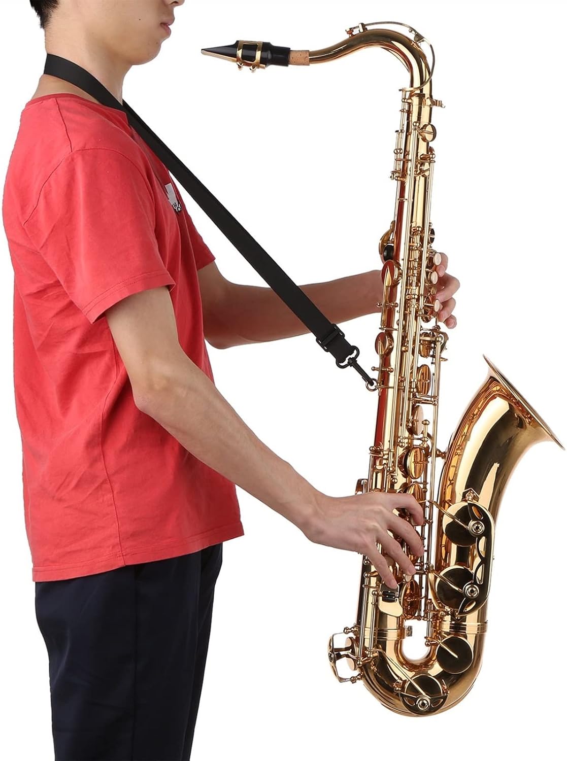 Bb B- Flat Tenor Saxophone Gold- Plated Sax with Mouthpiece Carrying Case Neck Strap Cleaning Cloth Brush Student Saxophone