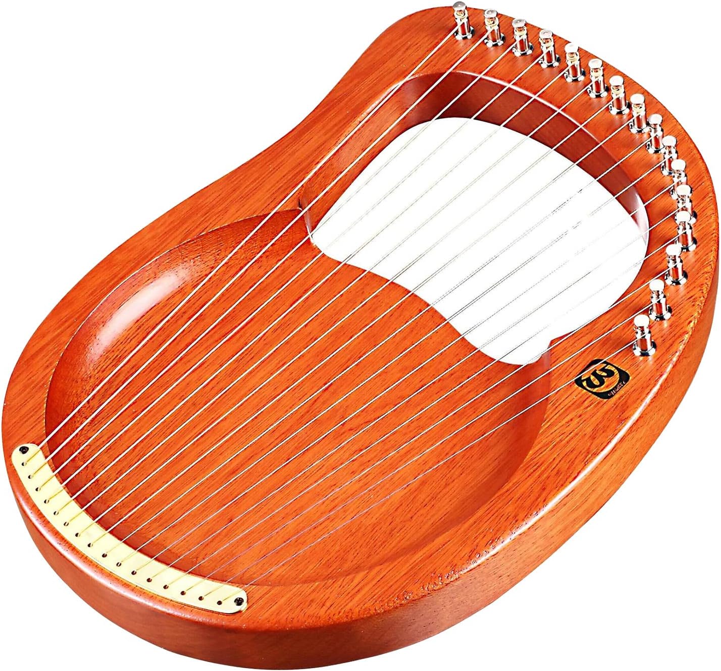 16-String Wooden Lyre Harp Metal Strings Mahogany Solid Wood String Instrument with Carry Bag Tuning Wrench Cleaning Cloth Strings