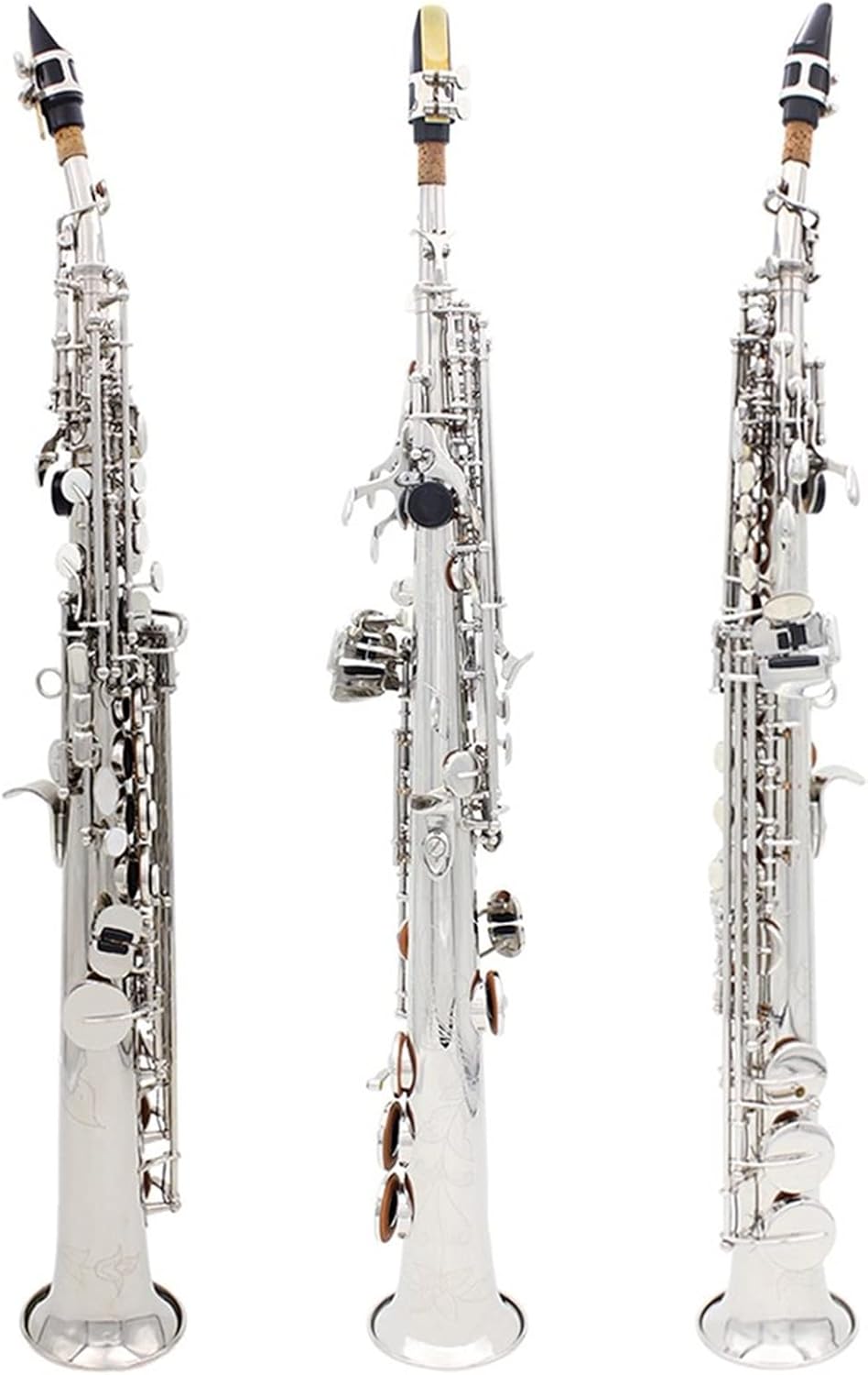 Silver Saxophone Bb Flat Professional Woodwind Instrument Brass Straight Sax with Case Accessories