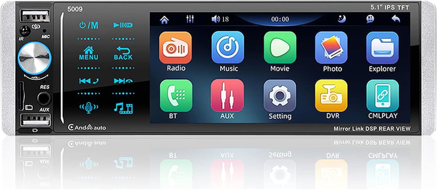 Touch Screen Car Radio, 5.1inch Single Din Touch Screen MP5 Player Car Radio, Hands Free Calling Car Stereo Receiver Bluetooth 3 USB Port with Remote Control
