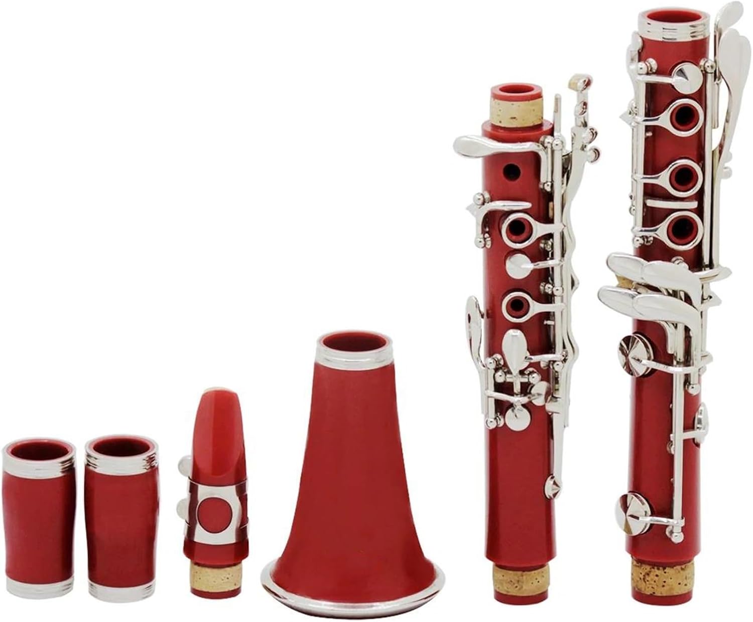 Clarinet Musical Instruments Red Bb Clarinet B Key Beginner Clarinet For School Orchestra Adult With Hard Case Kit Stand Gloves Parts(Set)