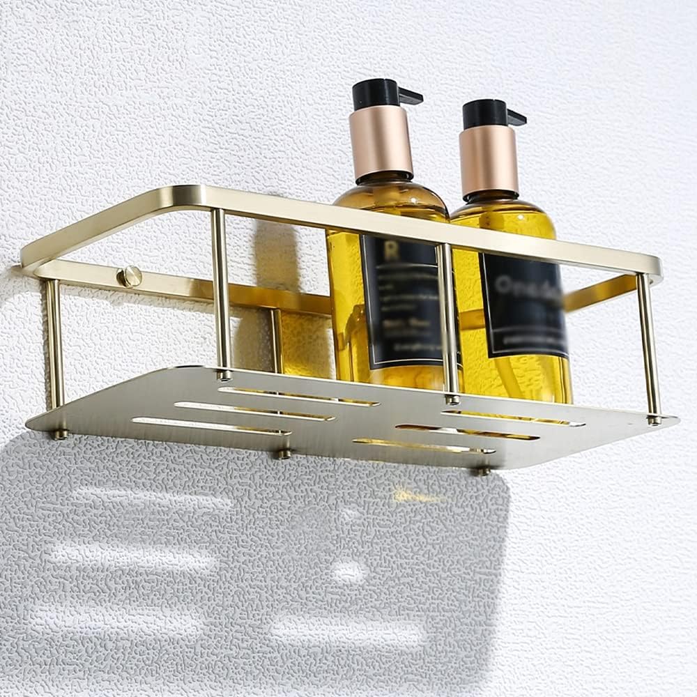 Shower Caddy Stainless Steel Shelves Bathroom Shower Shelf, Storage Rack, Bathroom Shelf, Wall Mount Shelf, Shampoo Holder Basket Bathroom Organizer (Color : Matte Black)