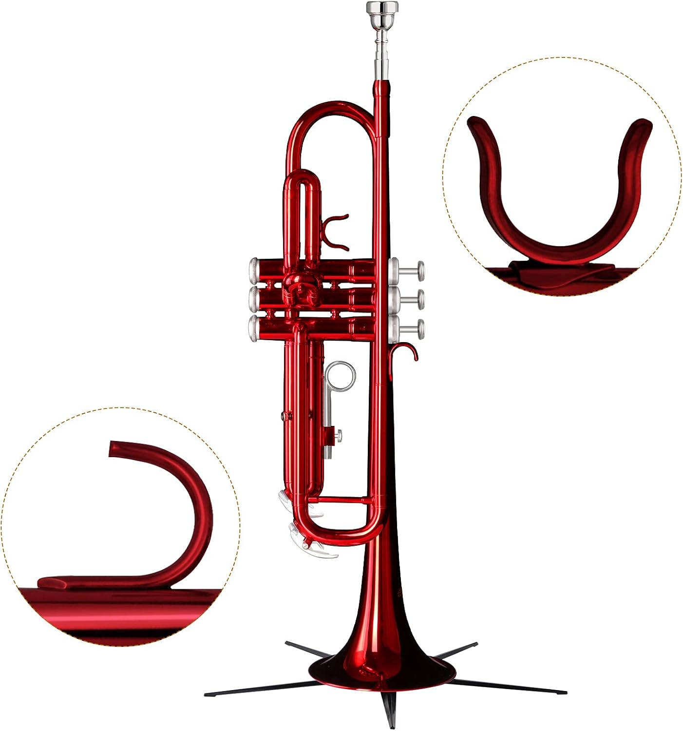 EASTROCK Bb Trumpet Standard Trumpet Set with Carrying Case,Gloves, 7C Mouthpiece and Cleaning Kit (Red)