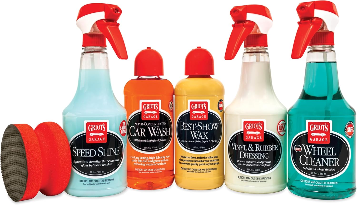 Griot's Garage Starter Car Care Kit, Vehicle Detailing Set, Includes Car Wash, Wax, Vehicle Detailer, Wheel Cleaner, Clay Bar, Vinyl and Rubber Dressing, 11131