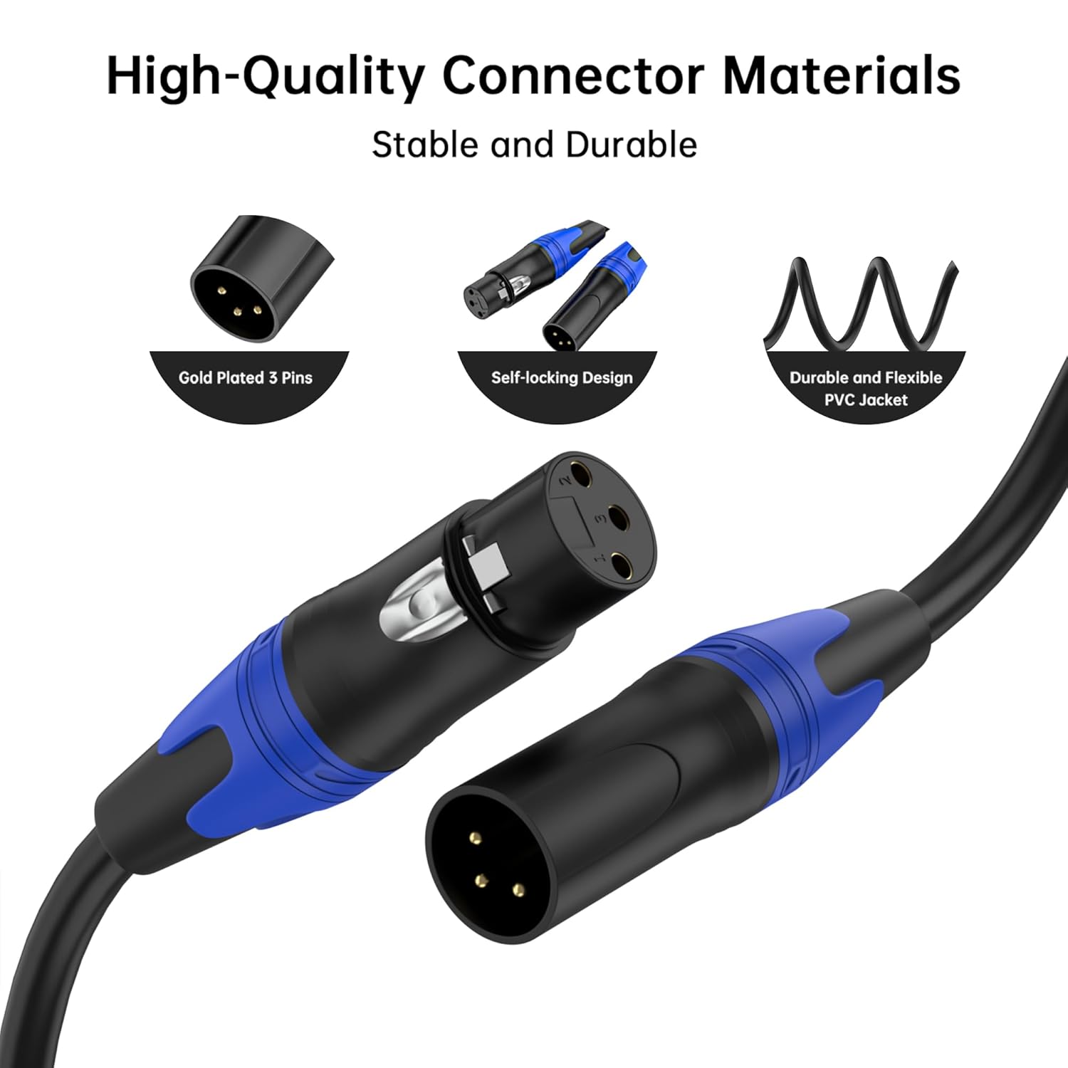 6 Pack, 50 FT XLR Male to Female Cable Professional Balanced Microphone Lead XLR Male to Female Cables, Extension Mic Cable Cord