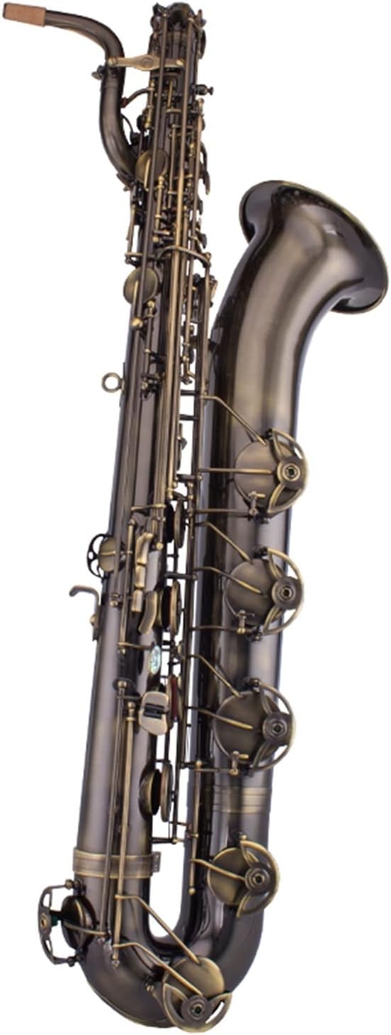 Sax Beginners Kit Baritone E Flat Saxophone Brass Black Nickel Plated Sax Musical Instruments with Mouthpiece Case Wind Instrument (Color : Black Nickel Gold)