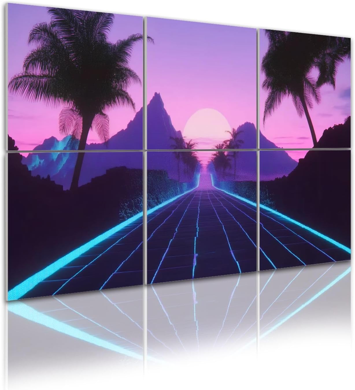 RAINFALLARING 6 Pack Art Acoustic Panels Self Adhesive Inspired by 80s Scene wave retrowave music 48
