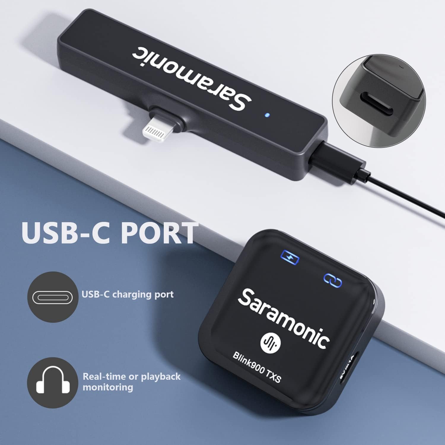 Saramonic Blink900 S3 Wireless Lavalier Microphone for iPhone iPad Phone, 6H Battery Life, 656ft Transmission, Wireless Lapel Lightning Clip-On Mic Microphones for Video Recording Vlog Live Streaming