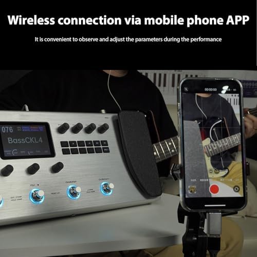 Asixxsix M Guitar Effects Processor, 120 AMP Drum Machine, Portable Guitar Multi Effects Processor Pedal, 4 Switch Control System and a 3.5Inch Screen