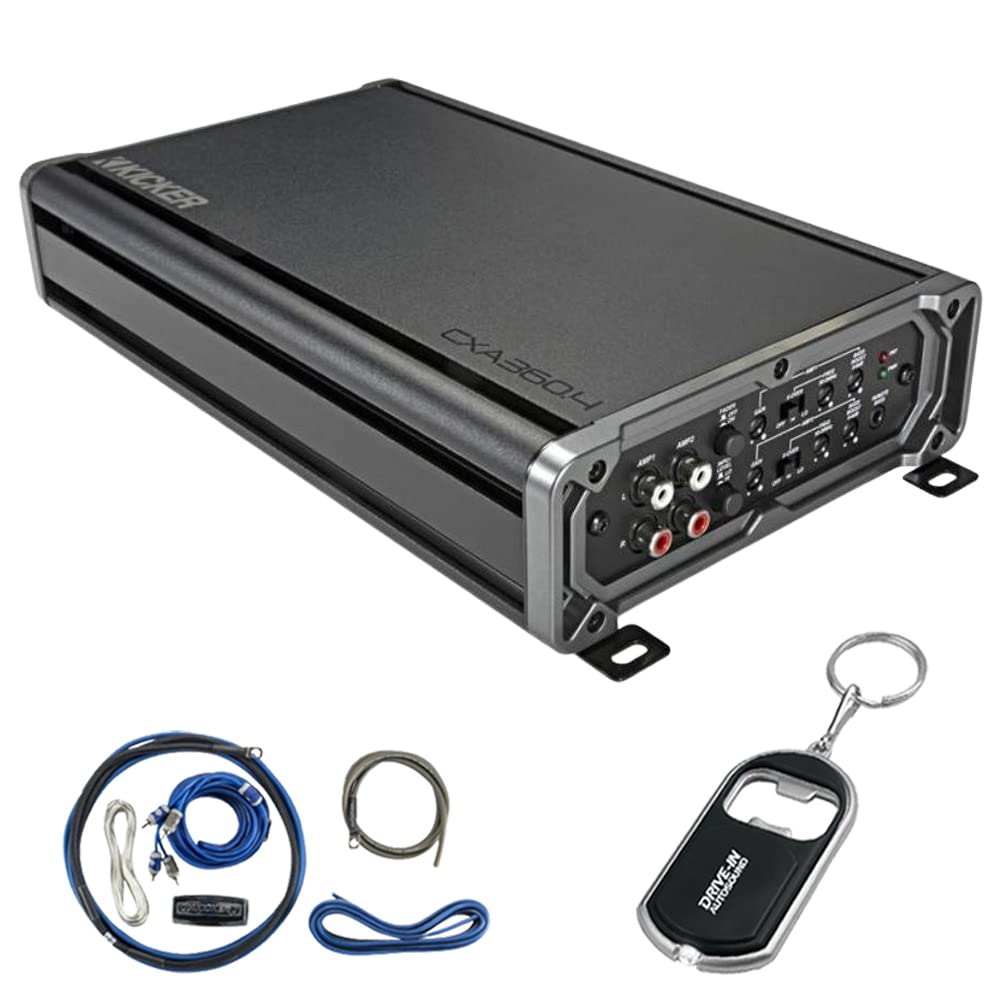 Kicker CX Series 46CXA3604T 4 Channel Car Amplifier and 46CK8 Amp Wiring Kit and DIAS Keychain