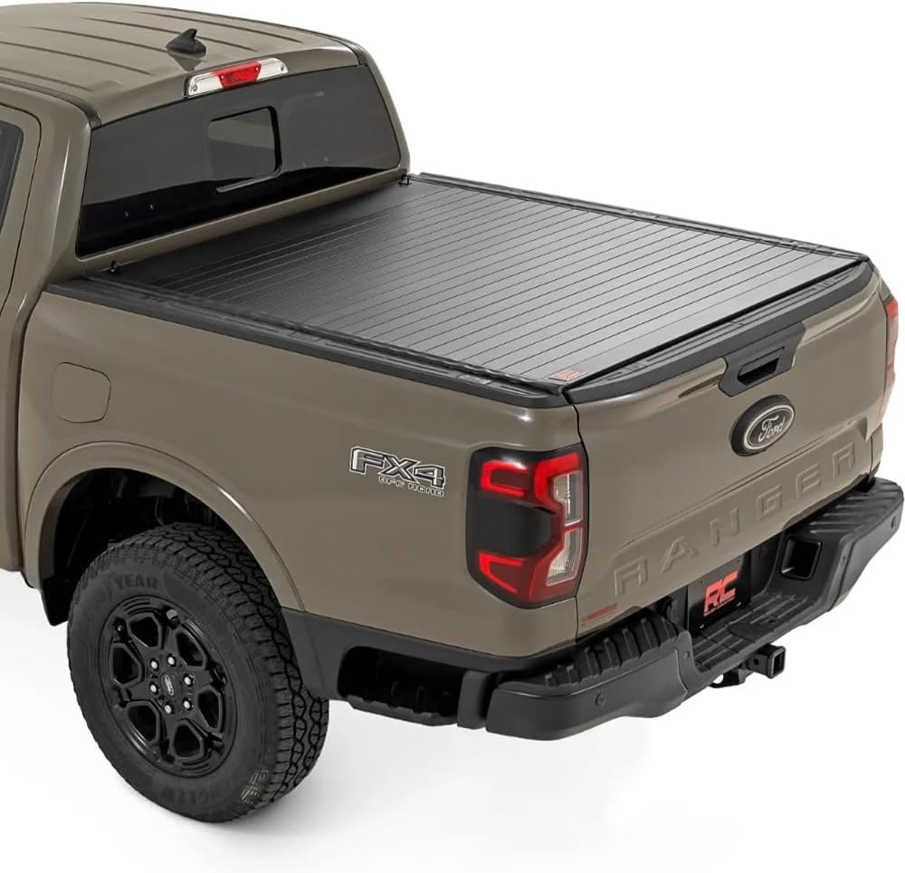 Rough Country Hard Roll-Up Tonneau Cover for Ford Ranger (2024-2025) - Aluminum Truck Bed Cover, Fits 5' Bed