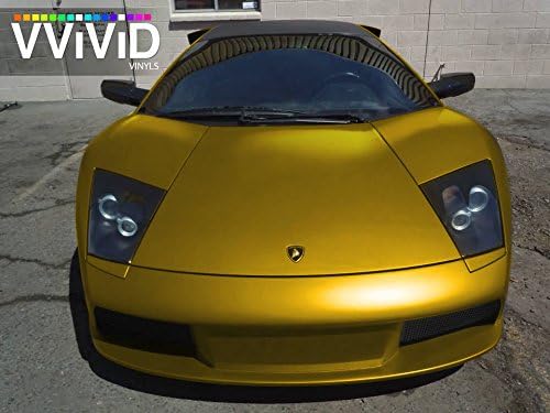 VViViD Gold Satin Chrome Car Wrap 10ft x 5ft Stretch Conform Cast Vinyl DIY