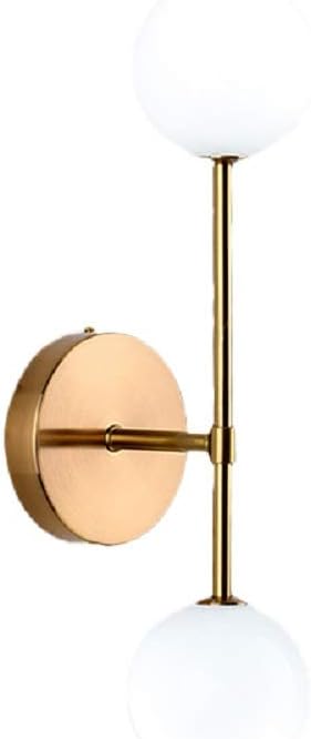 Wall Lamp, Globe Wall Sconce Light Modern 2 Lights Cream Glass Wall-Mount Lamp for Corner (Gold)