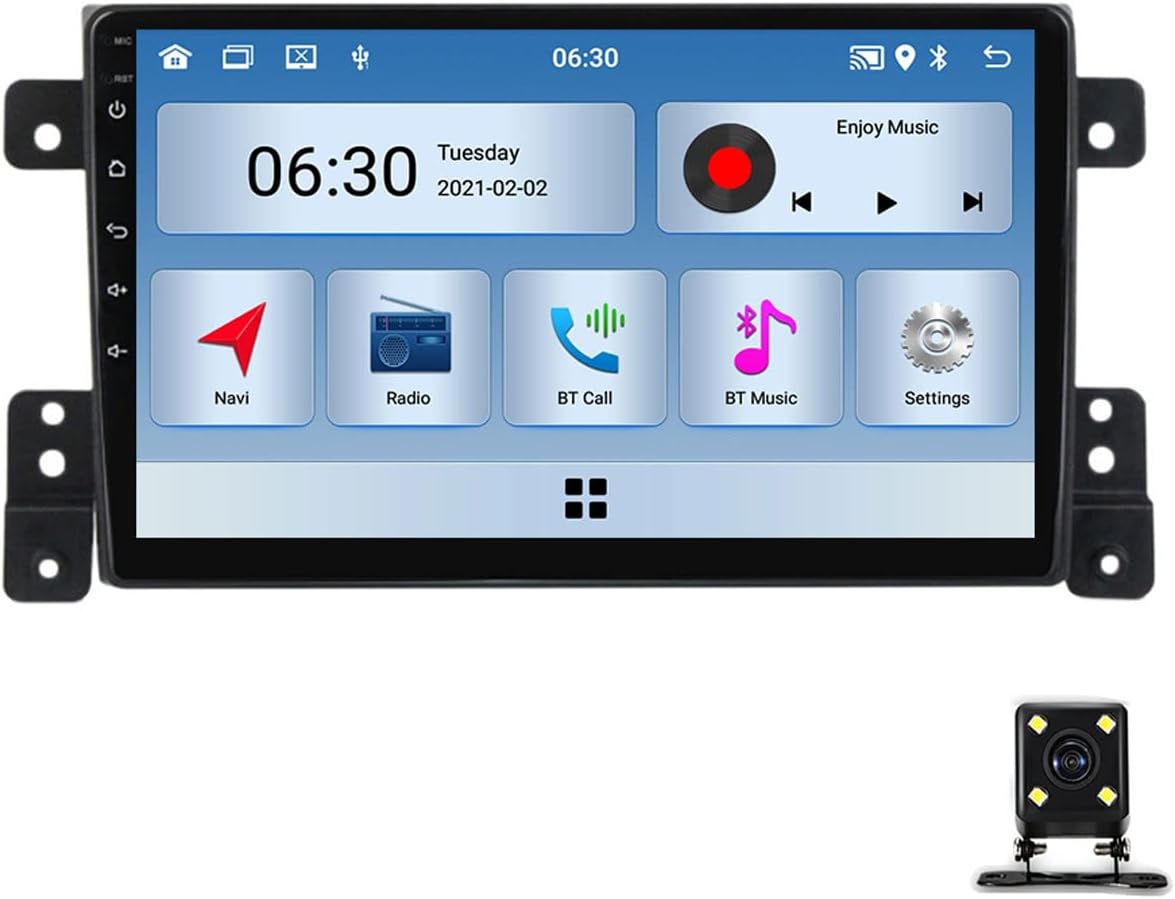 9 Inch Android Stereo Bluetooth Car Radio with Backup Camera Touchscreen MP5 Player for Suzuki Vitara 2005~2015 Double DIN Car Stereo Support Carplay/Auto/Mirror Link/FM/USB/DSP