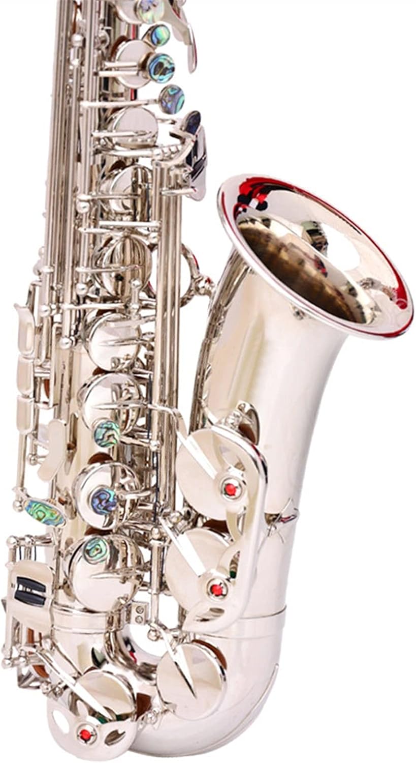 Saxophone Straight E Flat Alto Nickel-Plated Silver Saxophone Key Type Woodwind Instrument