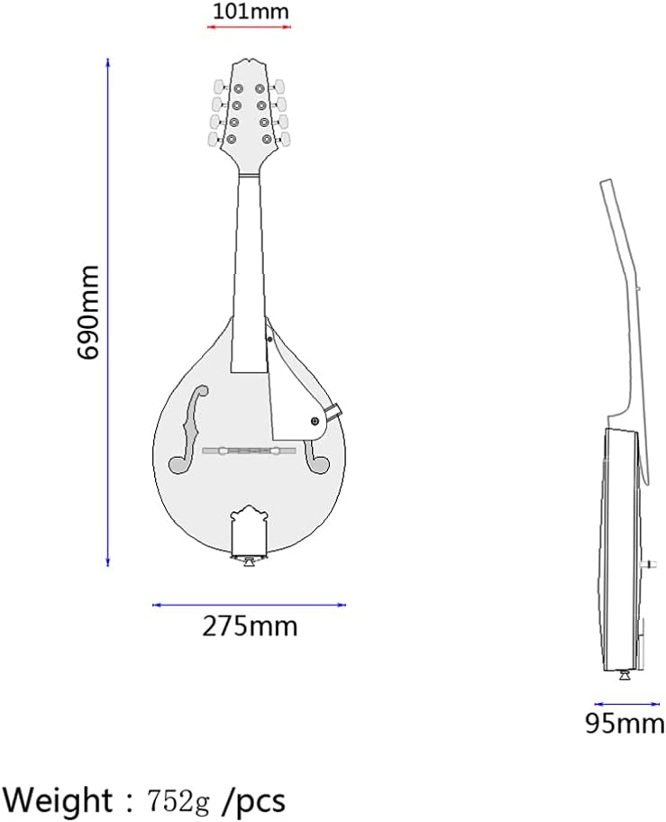 Vaguelly 8 String Mandolin Green Mandoline Instrument Acoustic a Style Bridge Steel Strings