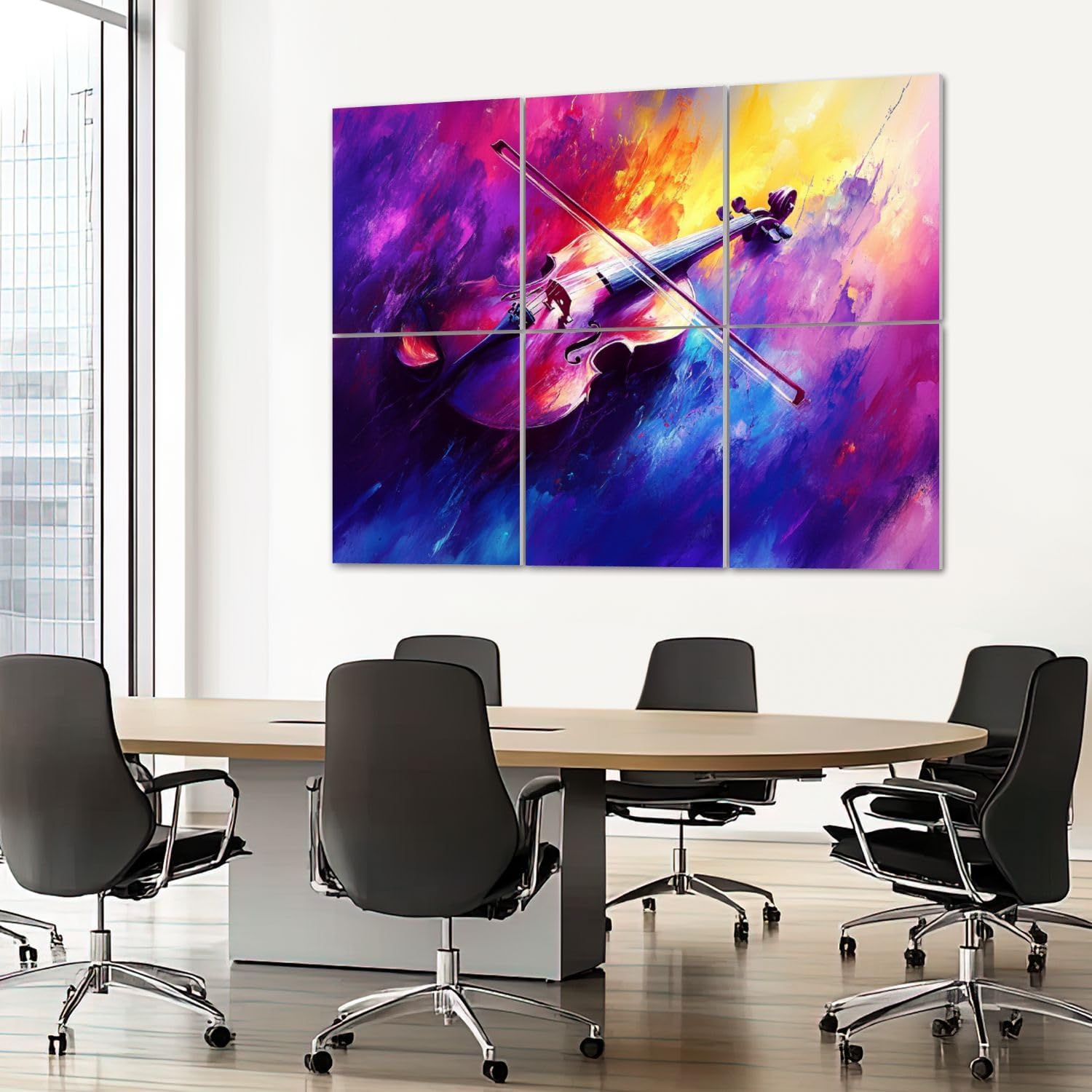 6 Pack Art Acoustic Panels Sound Absorbing Music Graffiti Cello Instrument Colorful Musical Violin Bow Abstract Decorative Soundproof Wall Panels Self Adhesive for Recording Studios Office 72