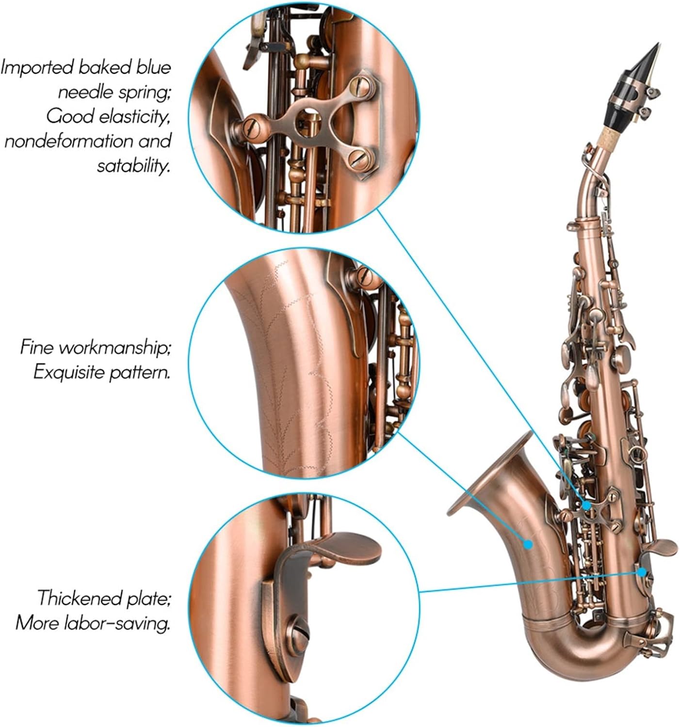 TSTS Saxophone Bb Key Woodwind Instrument with Case Brass Sax Full Kit